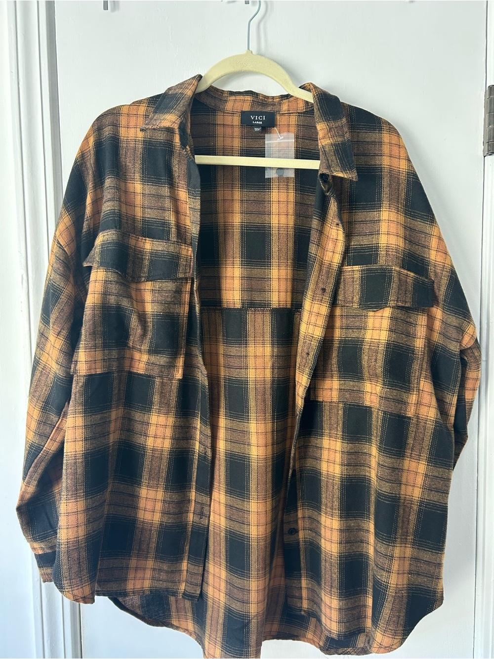 VICI Black and Yellow Plaid Button-Front Shacket